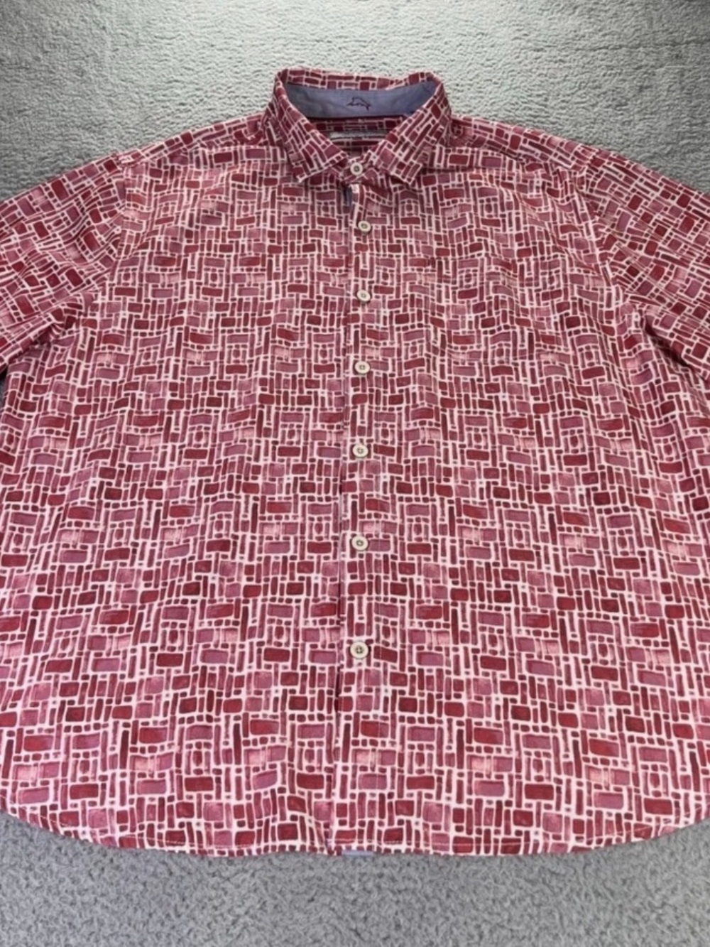 Tommy Bahama The Coconut Point Shirt Men 1XLB Red Pebble Tile IslandZone Coolmax